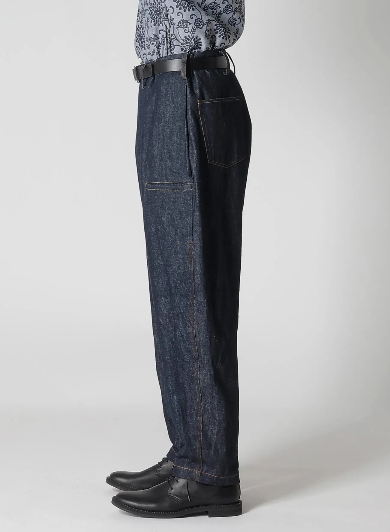 12oz DENIM SIDE TUCK PANTS WITH COLOR COMBI STITCH