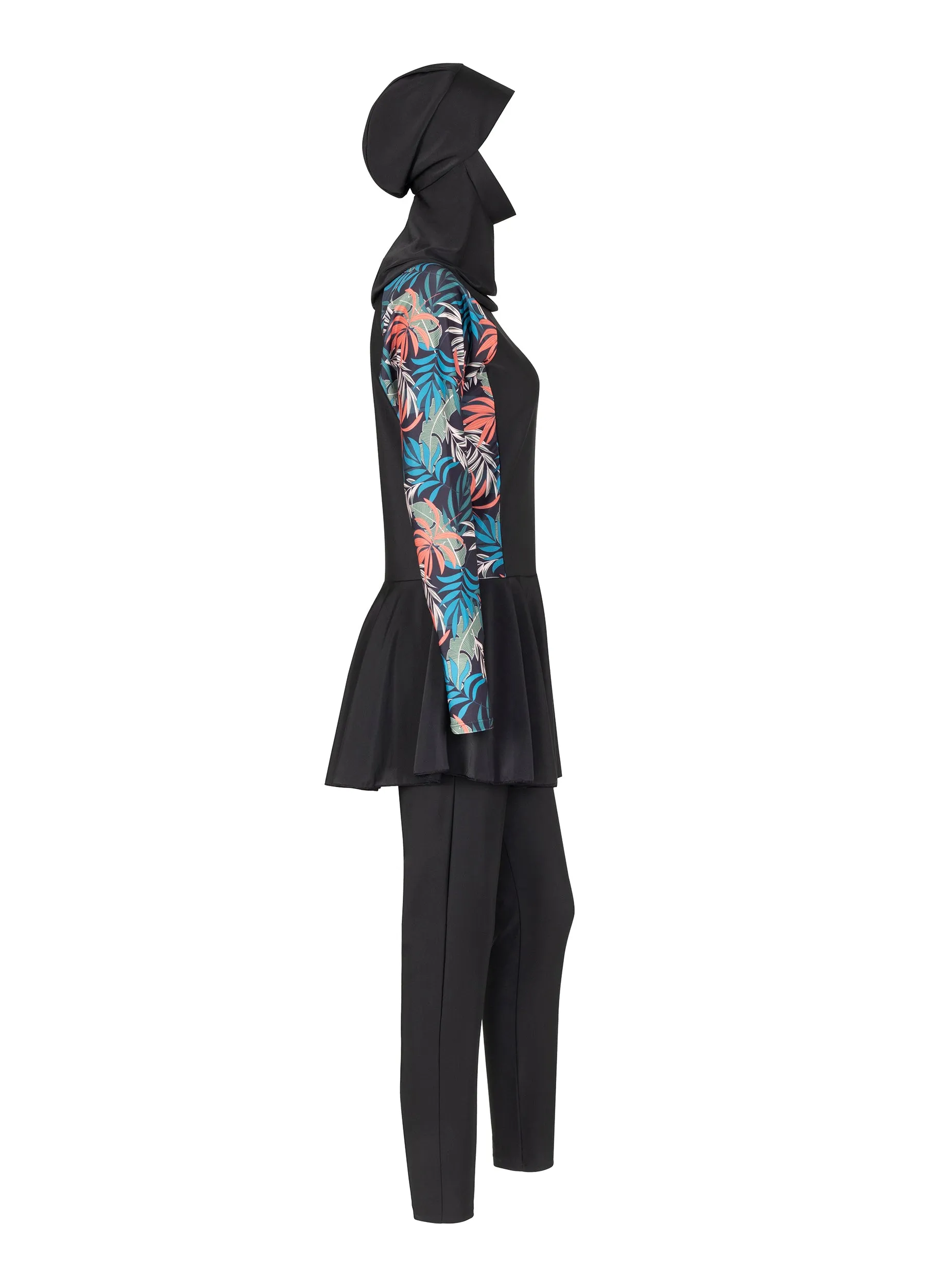 4POSE Women’s Floral Design Sleeve Full Body Burkini Hijab 3-Piece Swimsuit Set