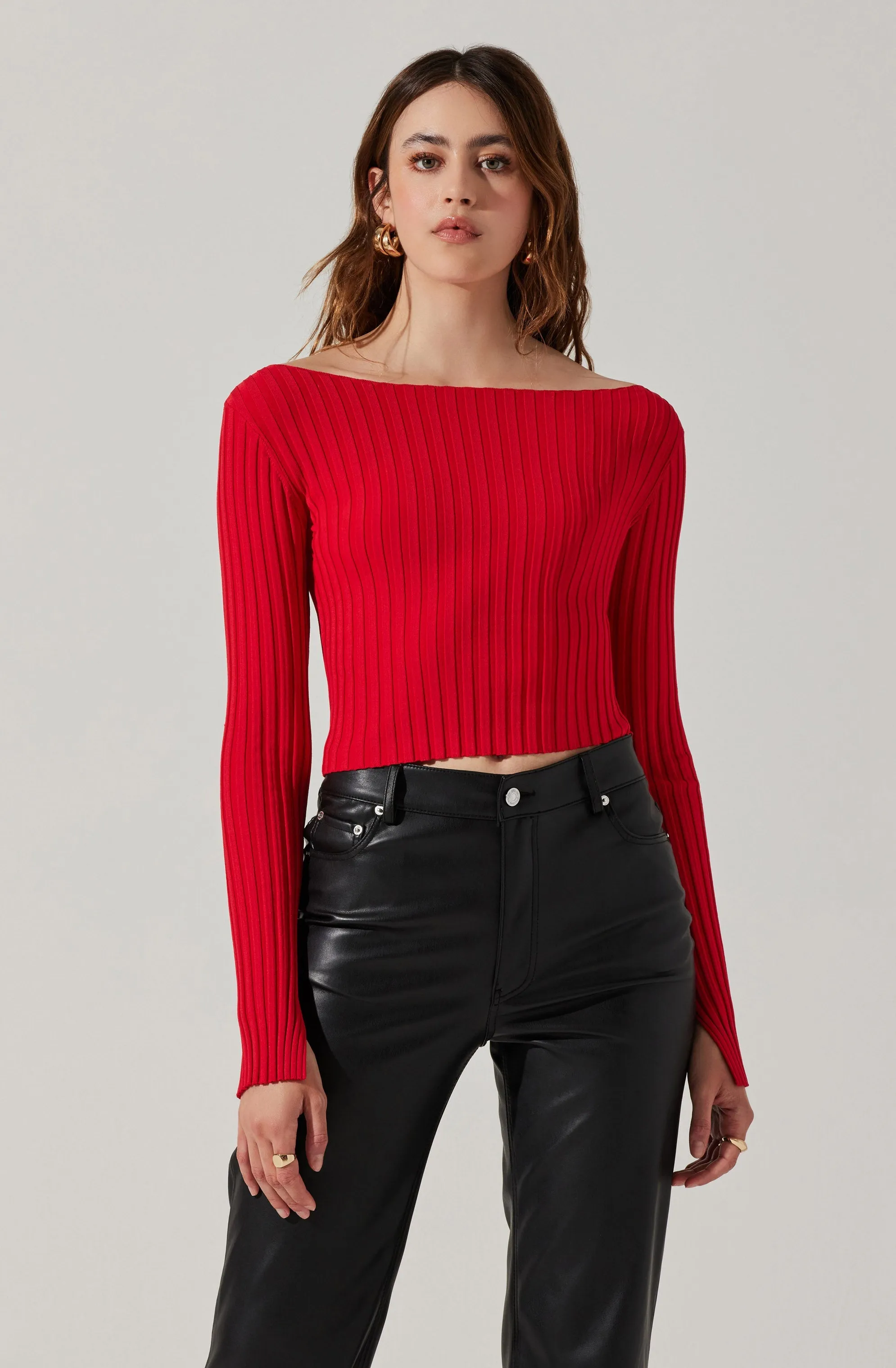 Alessandra Ribbed Off Shoulder Sweater