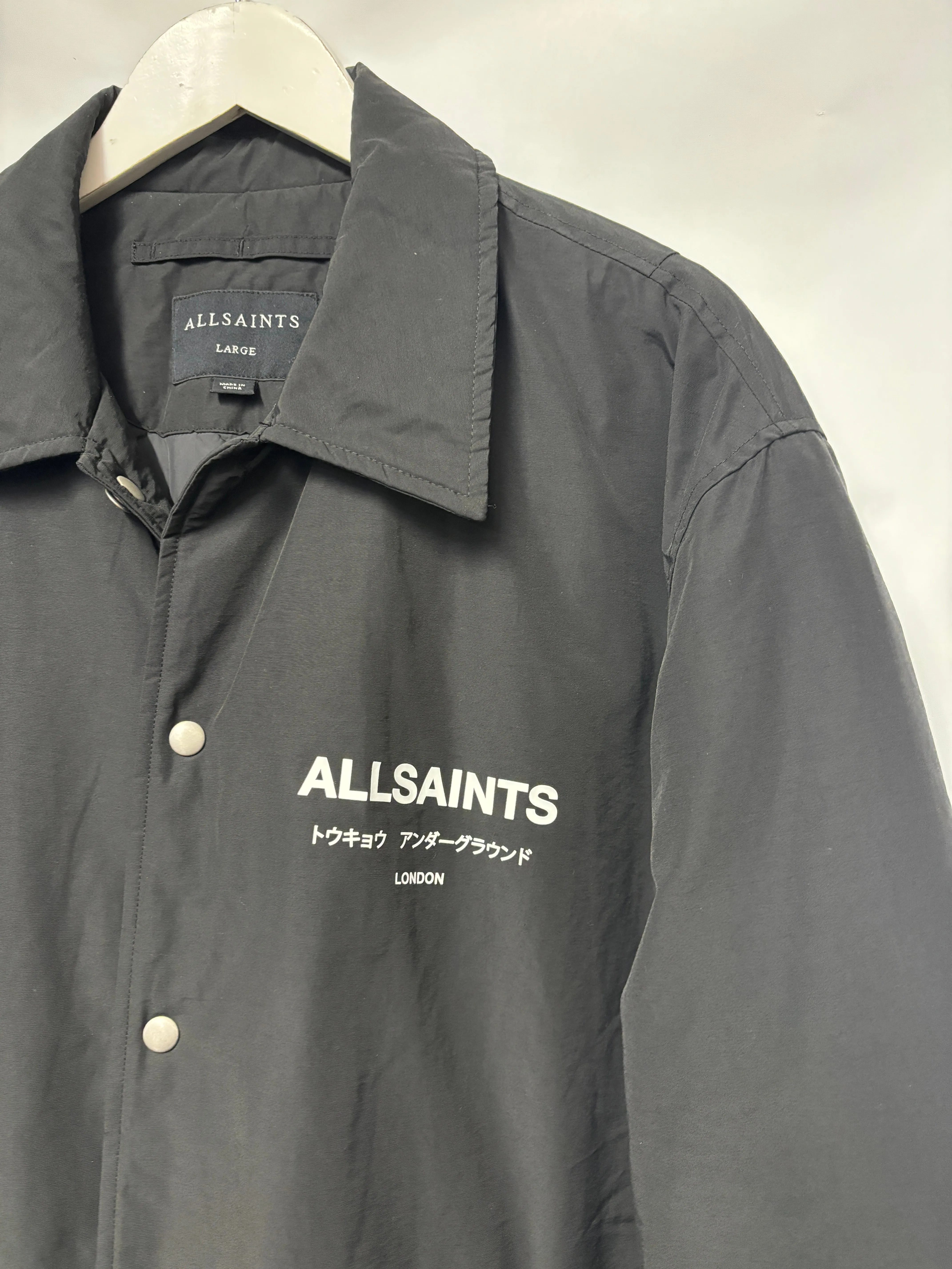 AllSaints Black Insulated Underground Coach Jacket Large