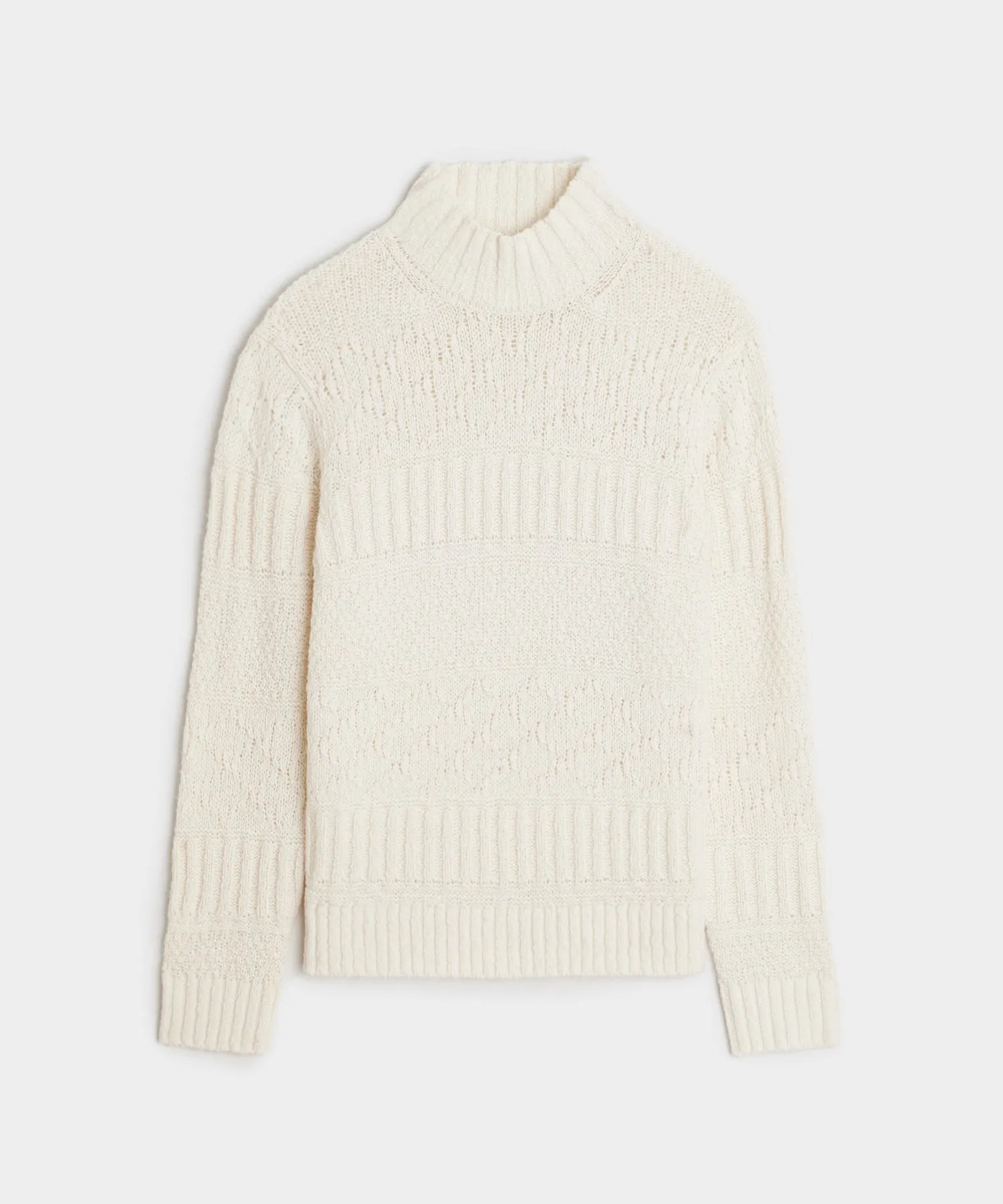 Aran Funnel Neck Sweater in Bisque