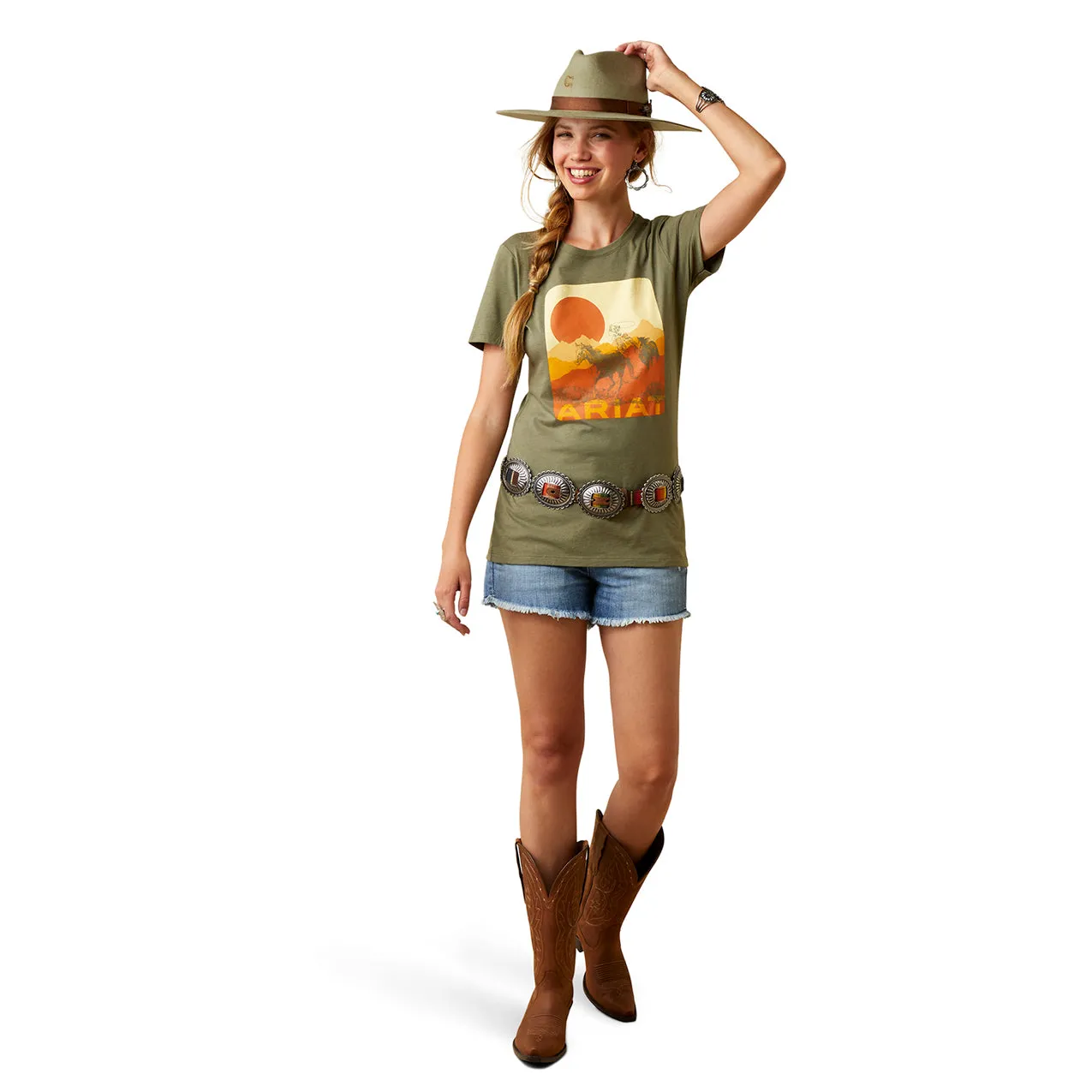 Ariat Womens Mustang Fever T Shirt Military Heather