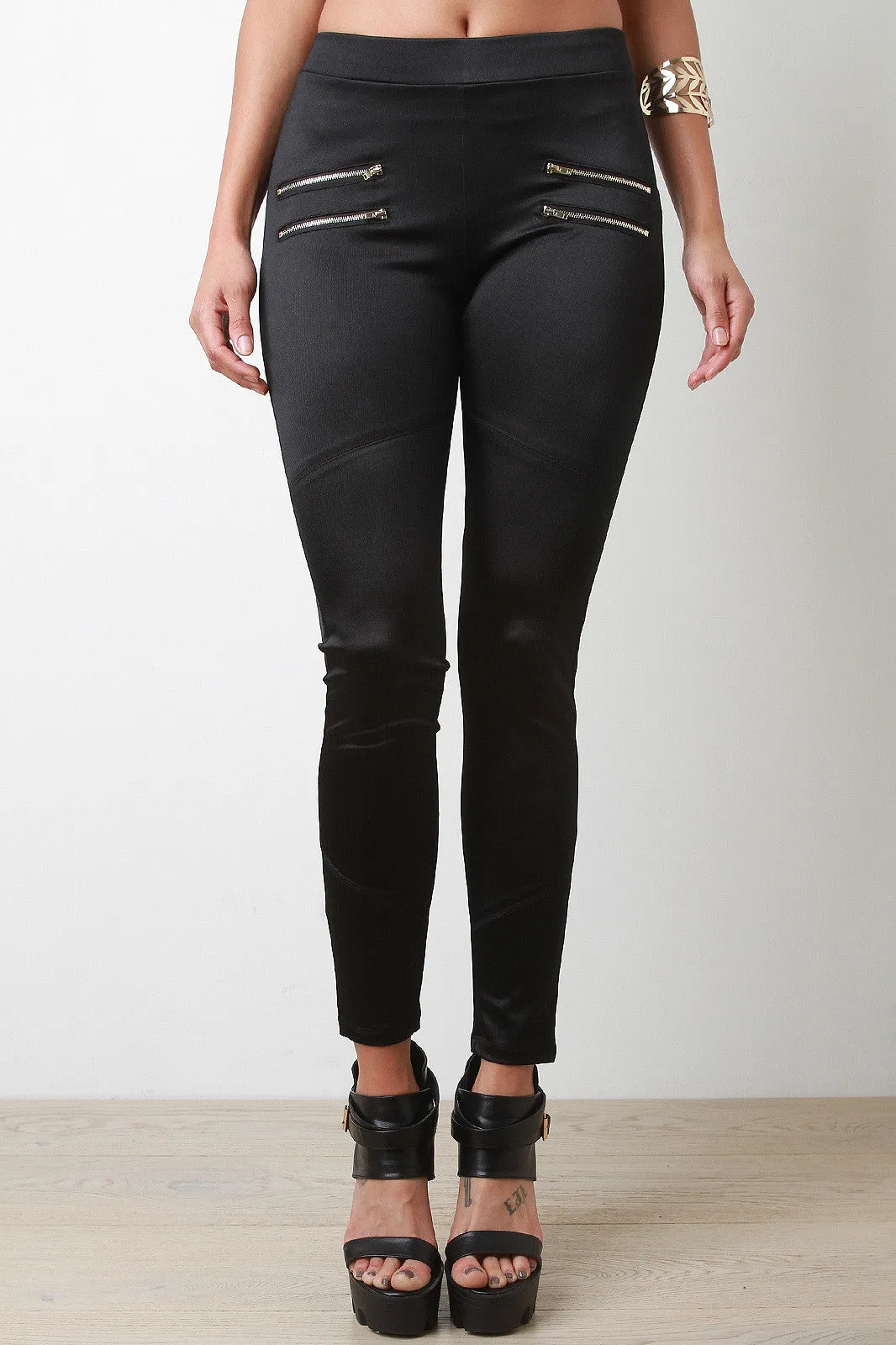 Athleisure Zipper Fitted Leggings