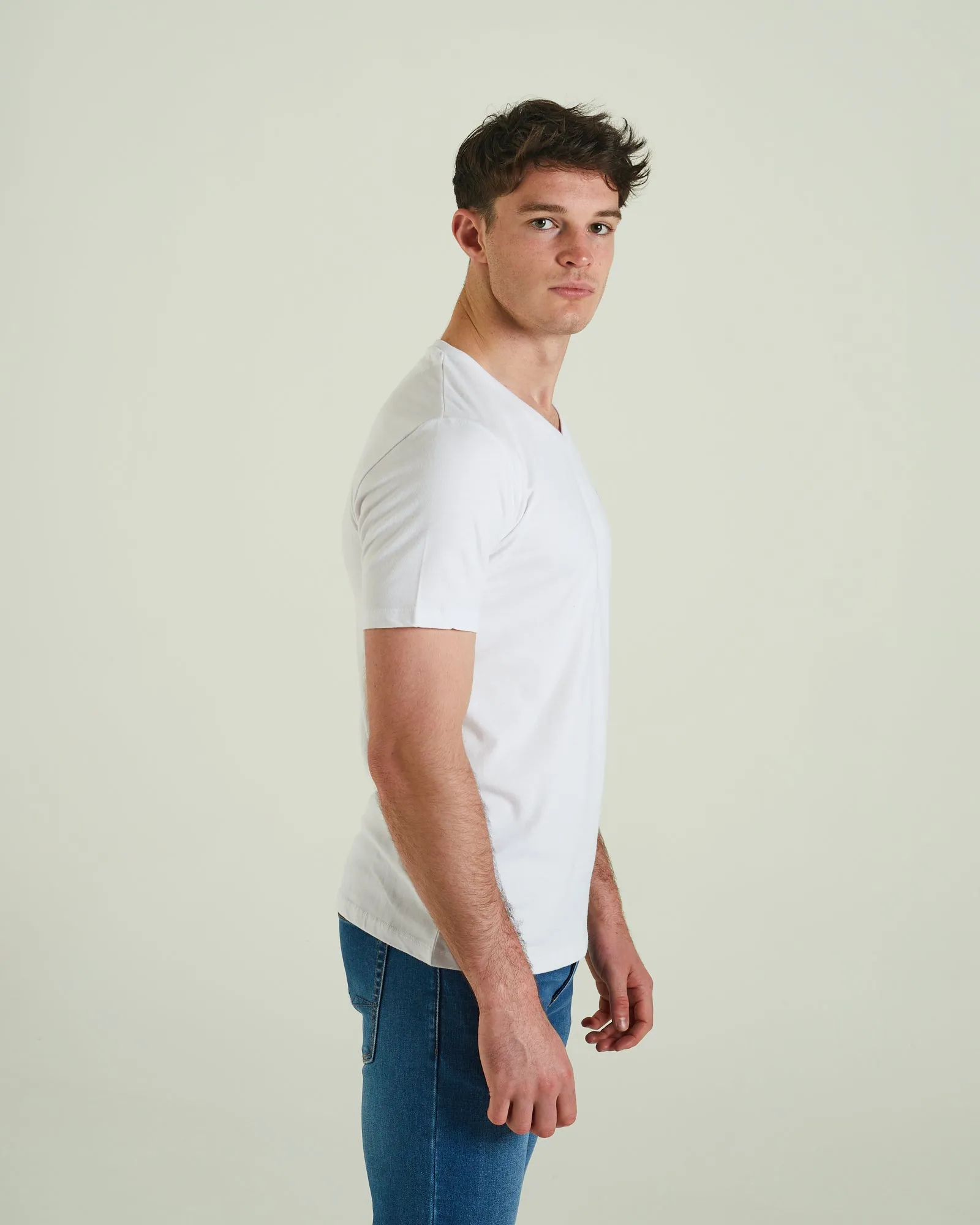 Basic Scott V Neck Tee Optic White