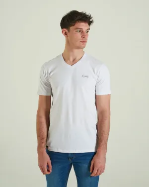 Basic Scott V Neck Tee Optic White