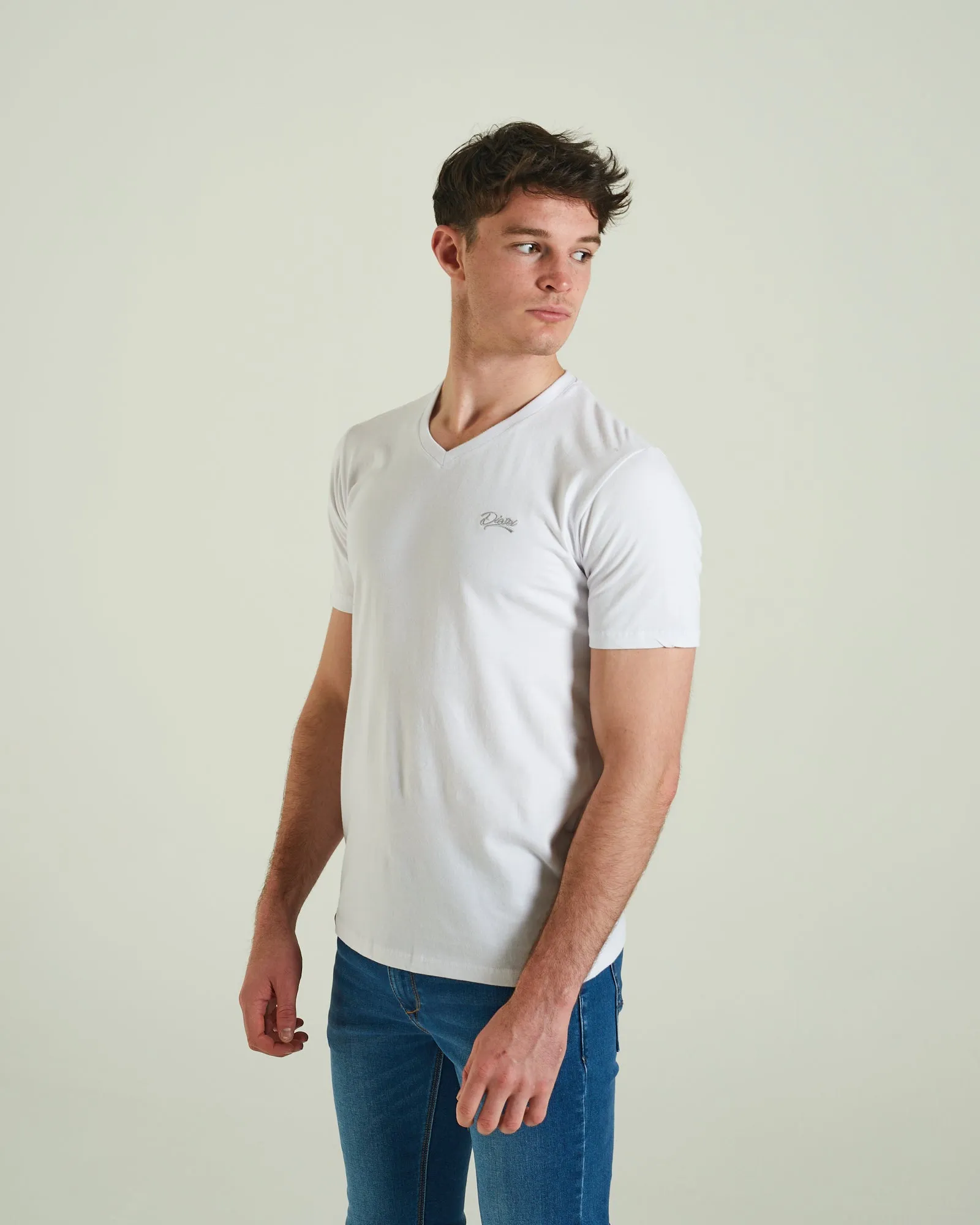 Basic Scott V Neck Tee Optic White