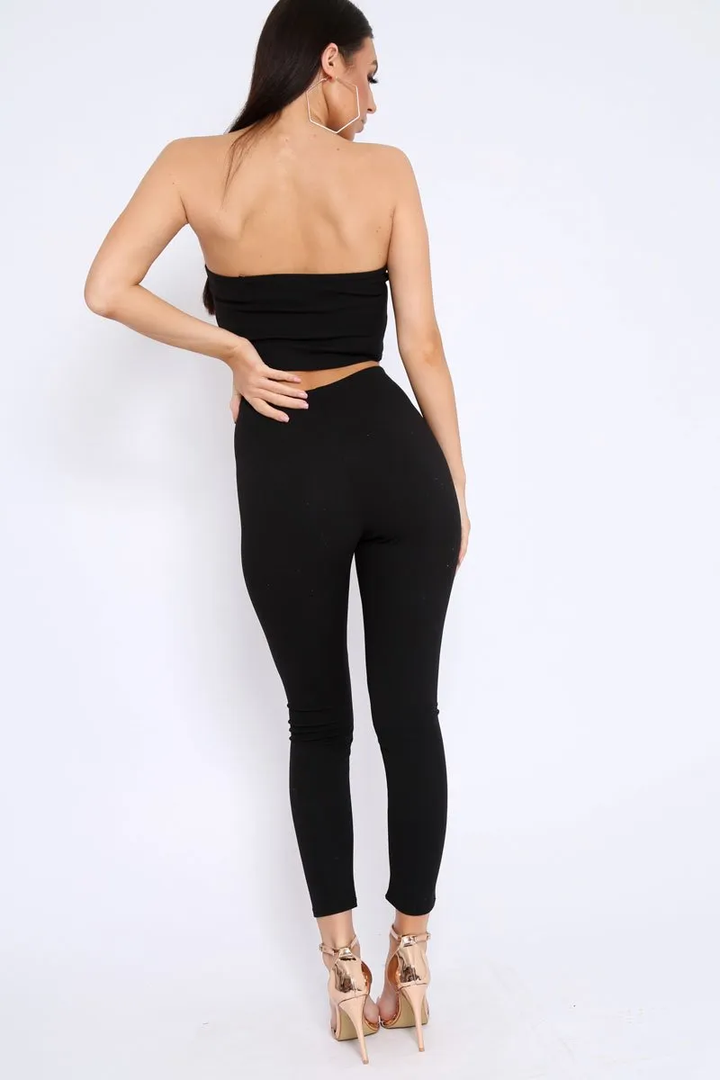 Black Bandeau Top And Leggings Co-Ord - Kristina