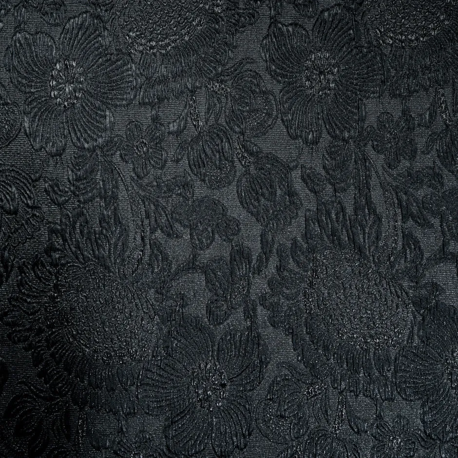 Black Metallic Floral Cloqué