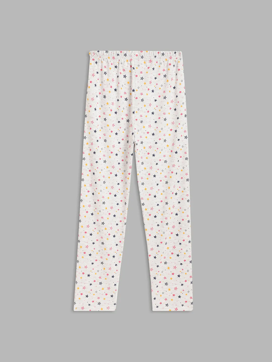 Blue Giraffe Girls White Printed Fitted Mid-Rise Leggings