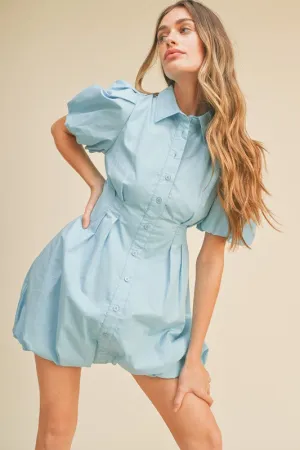 Blue Skies Bubble Hem Shirt Dress