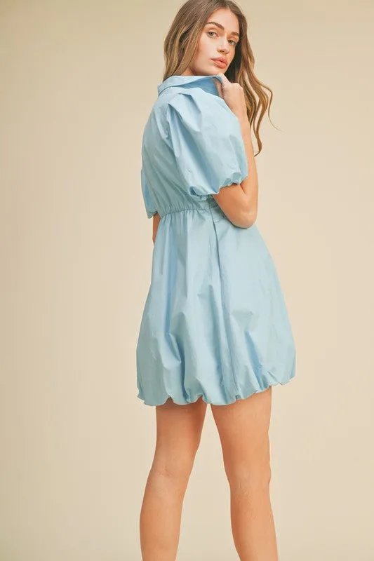 Blue Skies Bubble Hem Shirt Dress