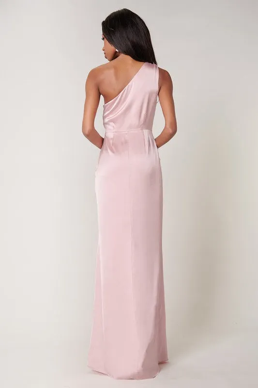 Blush Prestige One Shoulder Asymmetrical Maxi Dress