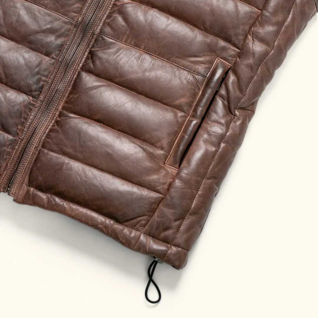 Bridger Leather Down Vest | Dark Brown