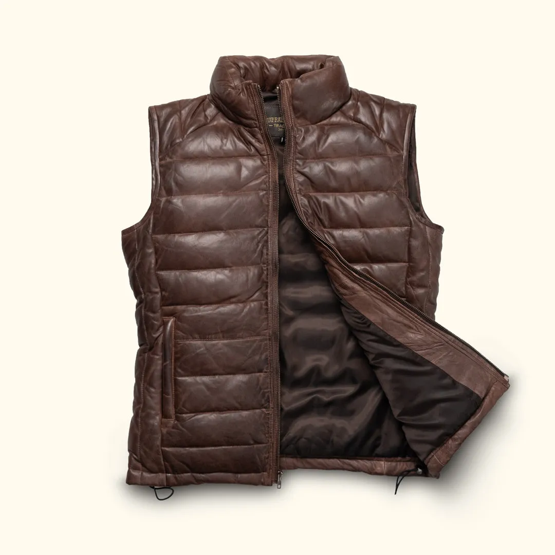 Bridger Leather Down Vest | Dark Brown