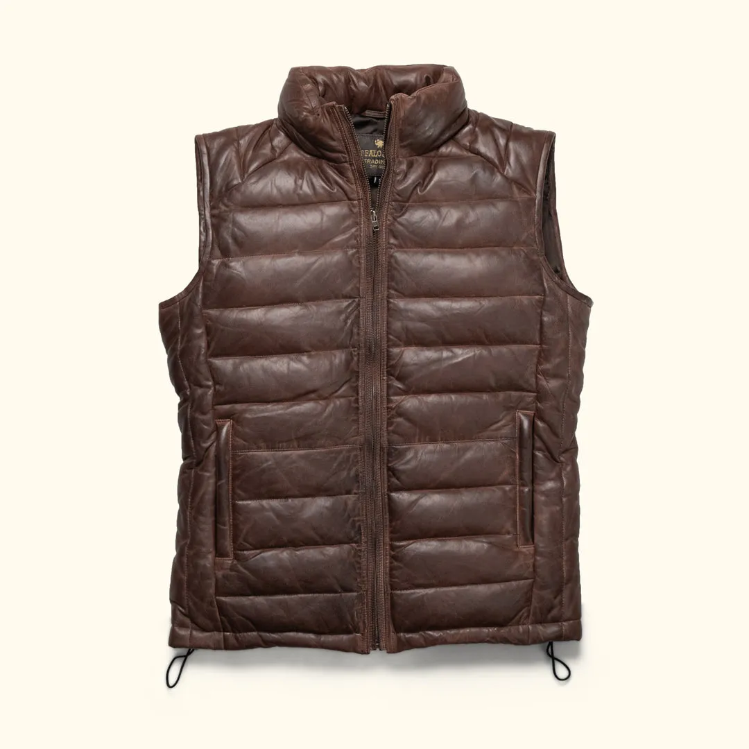 Bridger Leather Down Vest | Dark Brown