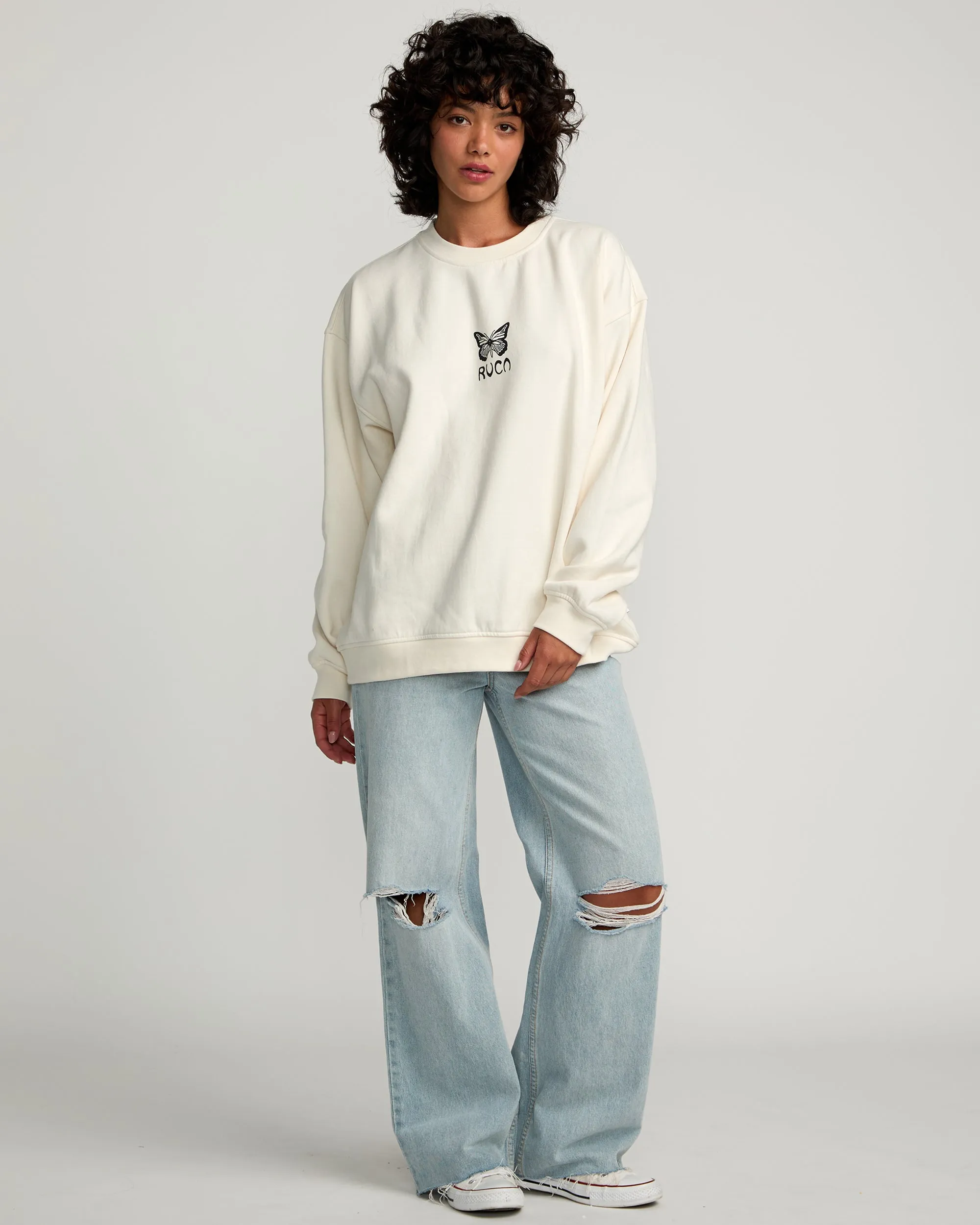 Butterfly Baggie Crew Sweatshirt - Cloud