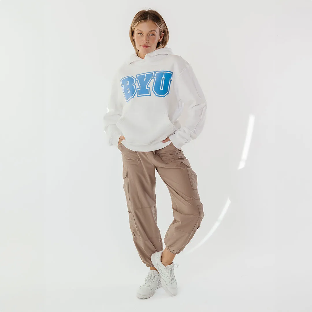 BYU Relaxed Hoodie, White - BYU