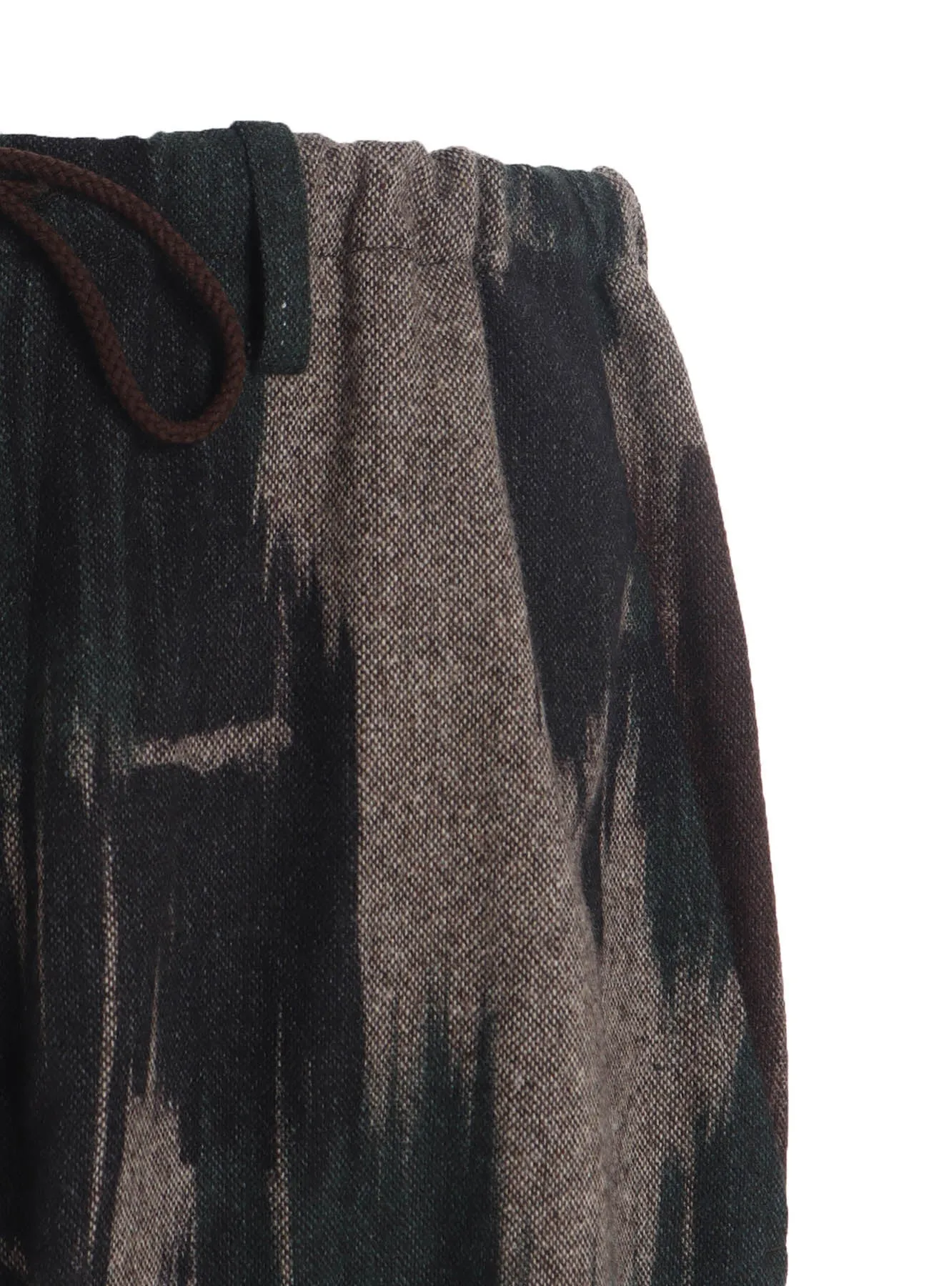 CAMOUFLAGE TWEED KNEE TUCK WIDE PANTS