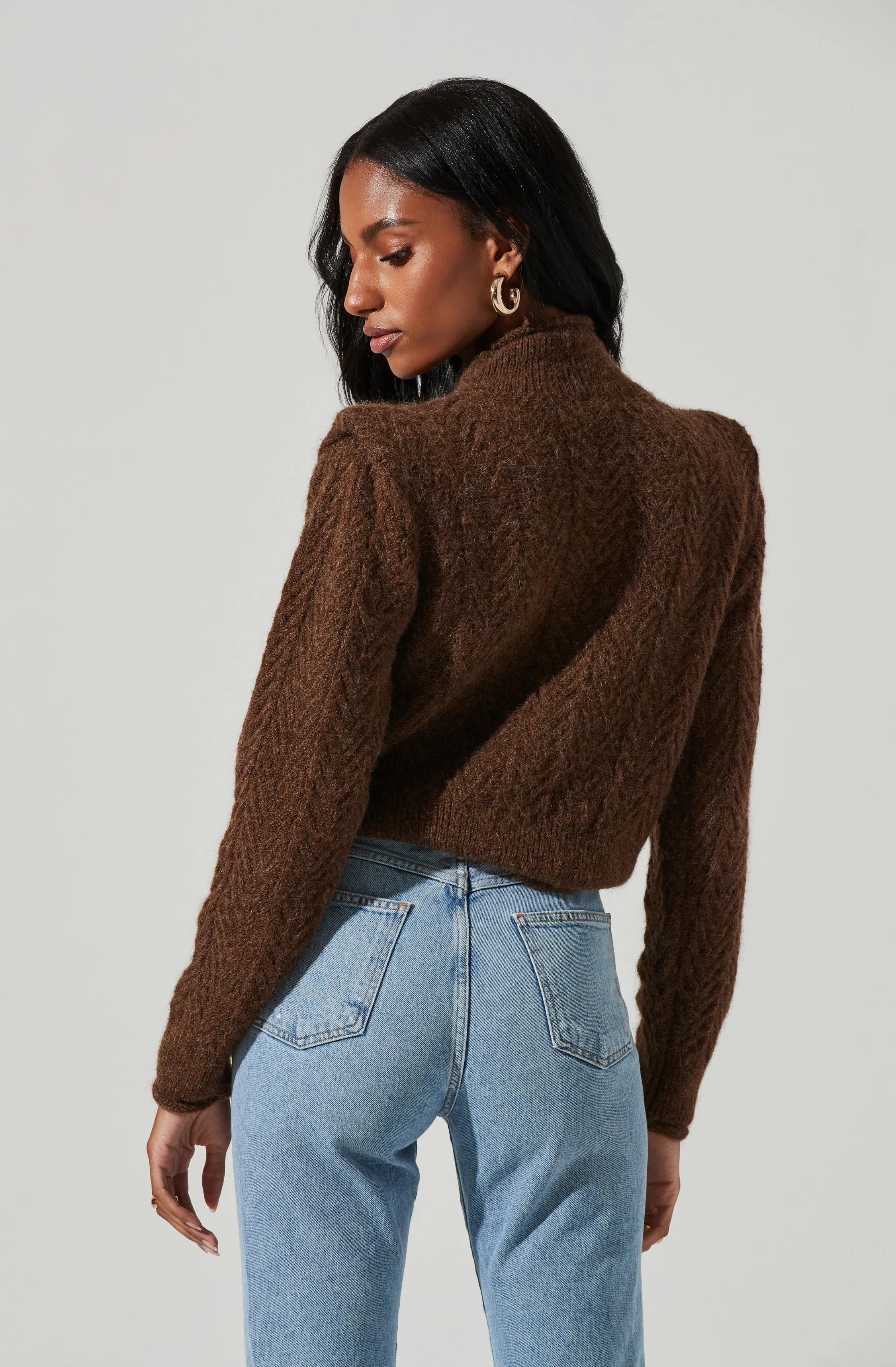 Carlota Cable Knit Mock Neck Sweater