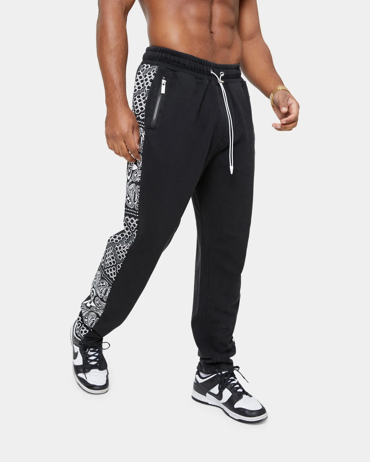 Carre Bandana Ultra Panel Track Pants Washed Black