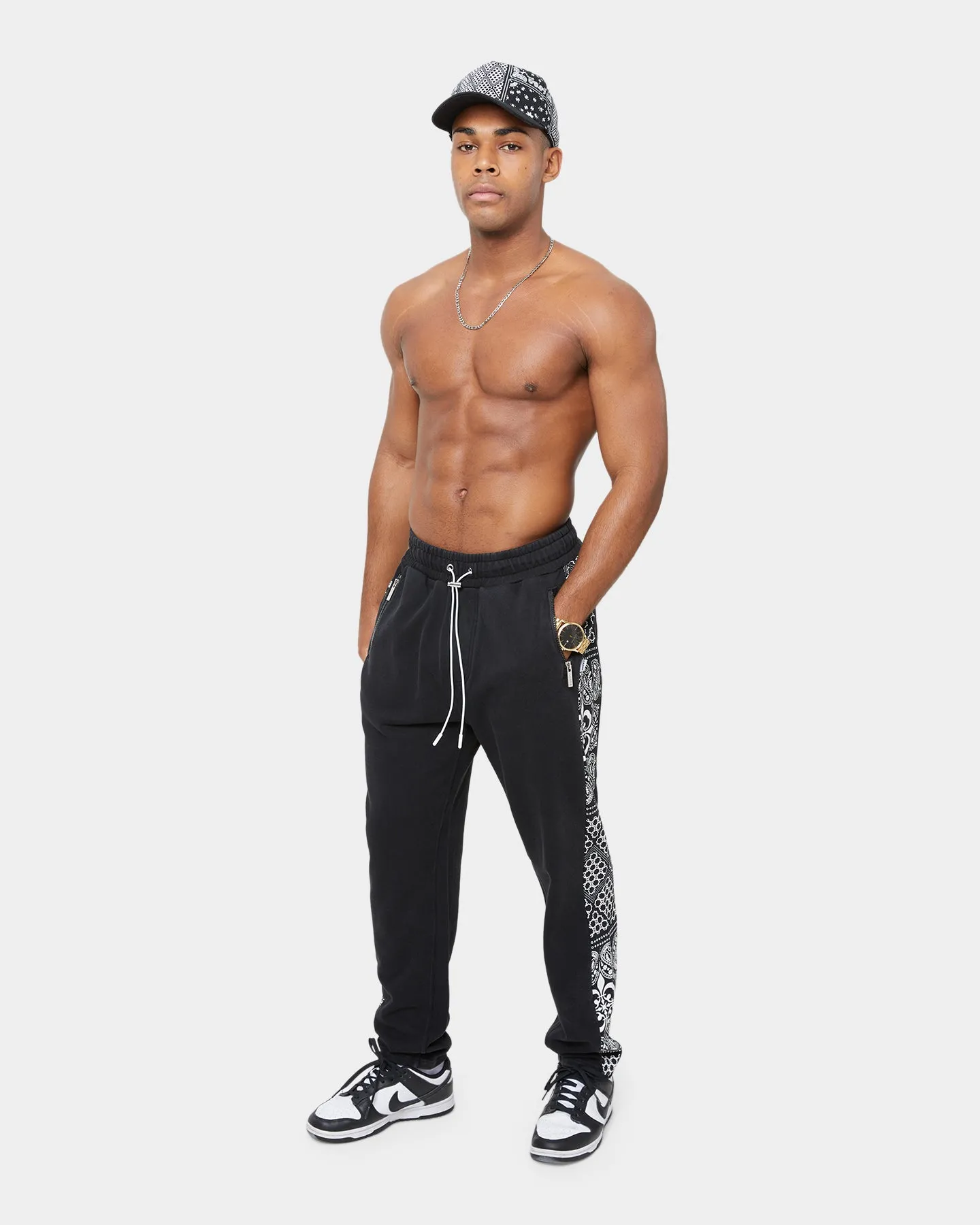 Carre Bandana Ultra Panel Track Pants Washed Black