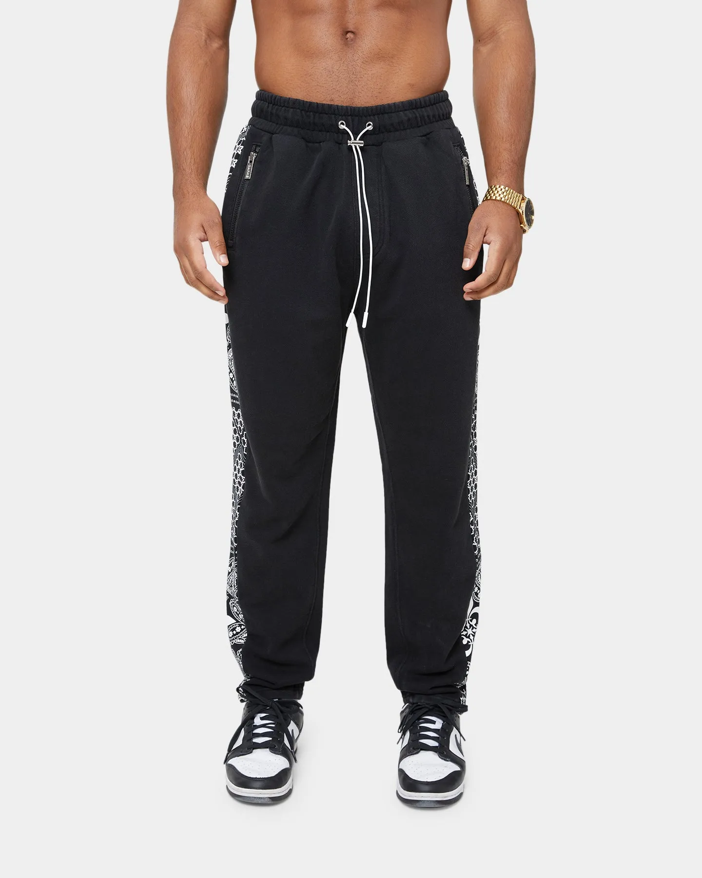 Carre Bandana Ultra Panel Track Pants Washed Black