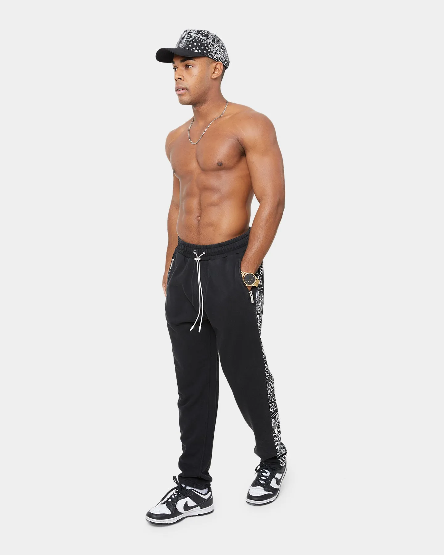 Carre Bandana Ultra Panel Track Pants Washed Black