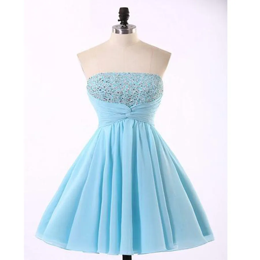 Cheap Chiffon Light Blue Cute homecoming dresses, CM0018