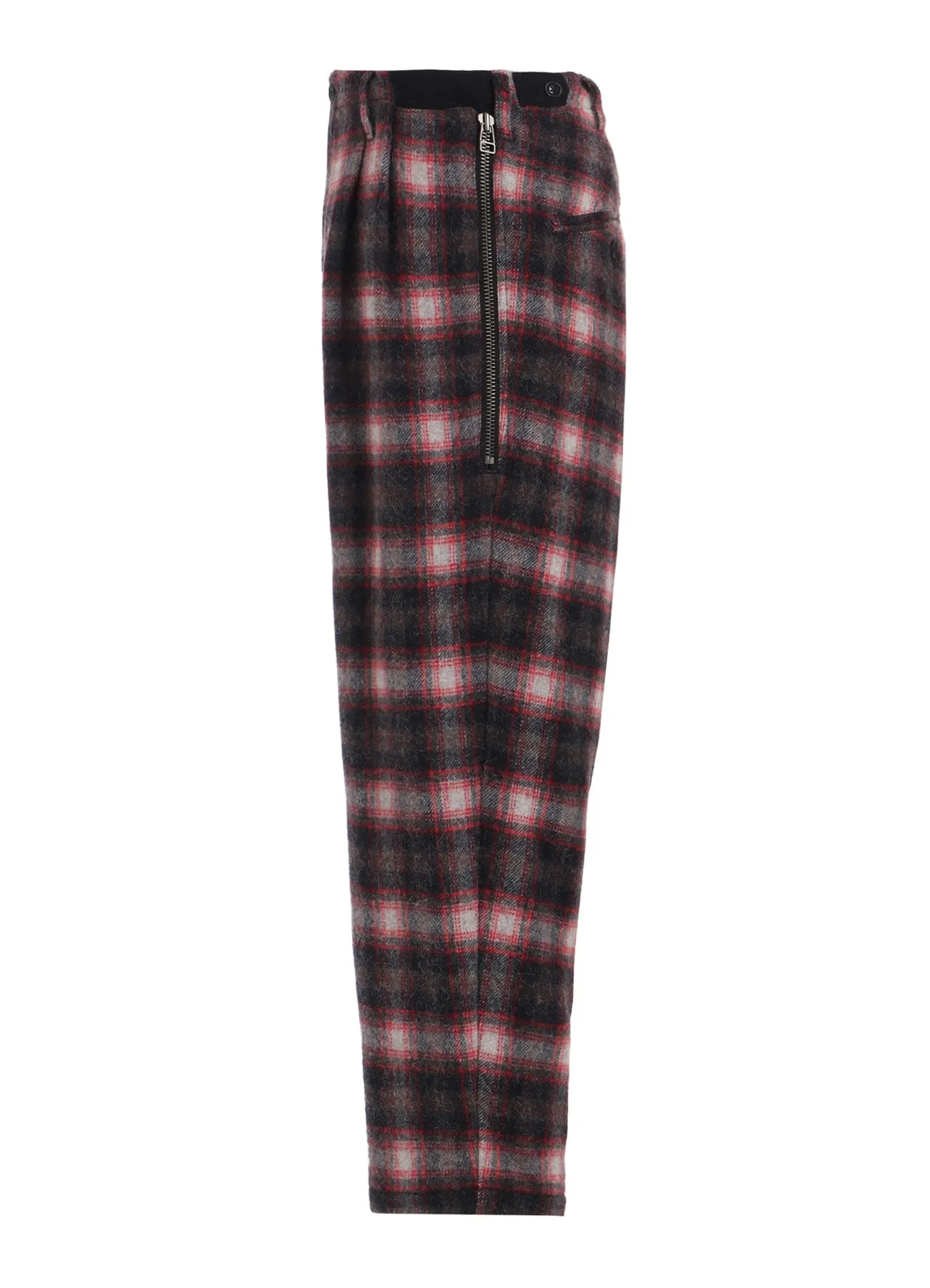 CHECKED SHAGGY WOOL ZIPPER POCKET PANTS