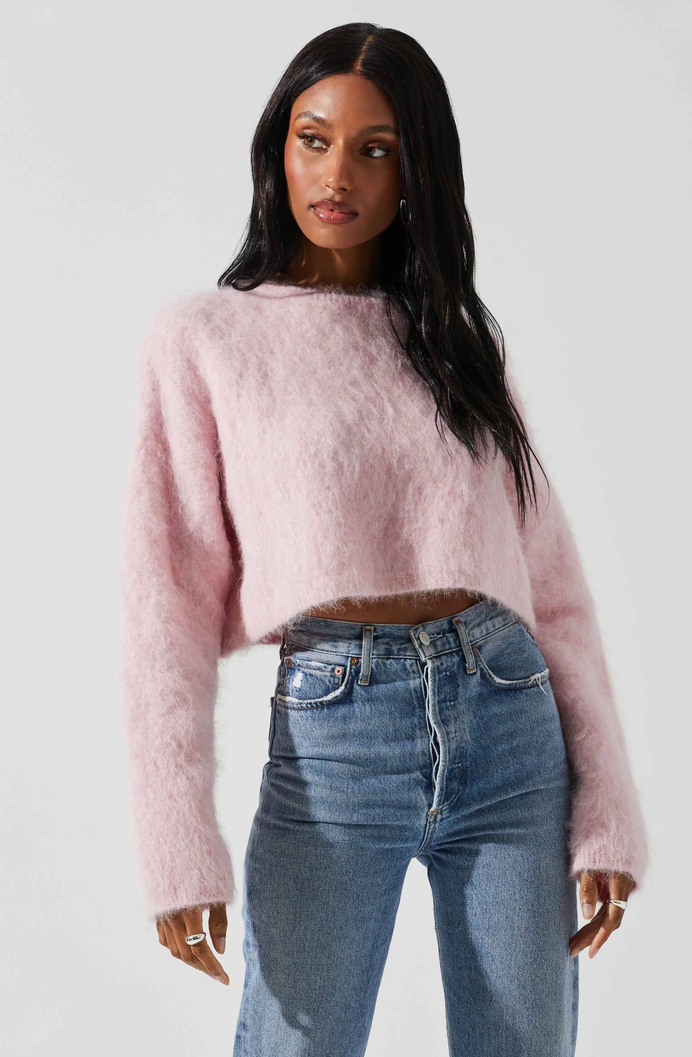 Clarissa Cropped Fuzzy Knit Sweater