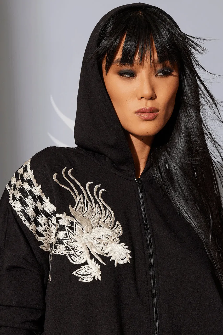 Cocoon Dragon Embroidered Hoodie