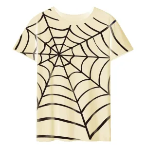 CORIRESHA Women's Y2K Spider Web T-Shirt Short Sleeve Crewneck Casual Halloween Top