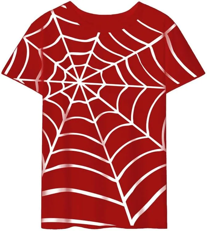 CORIRESHA Women's Y2K Spider Web T-Shirt Short Sleeve Crewneck Casual Halloween Top