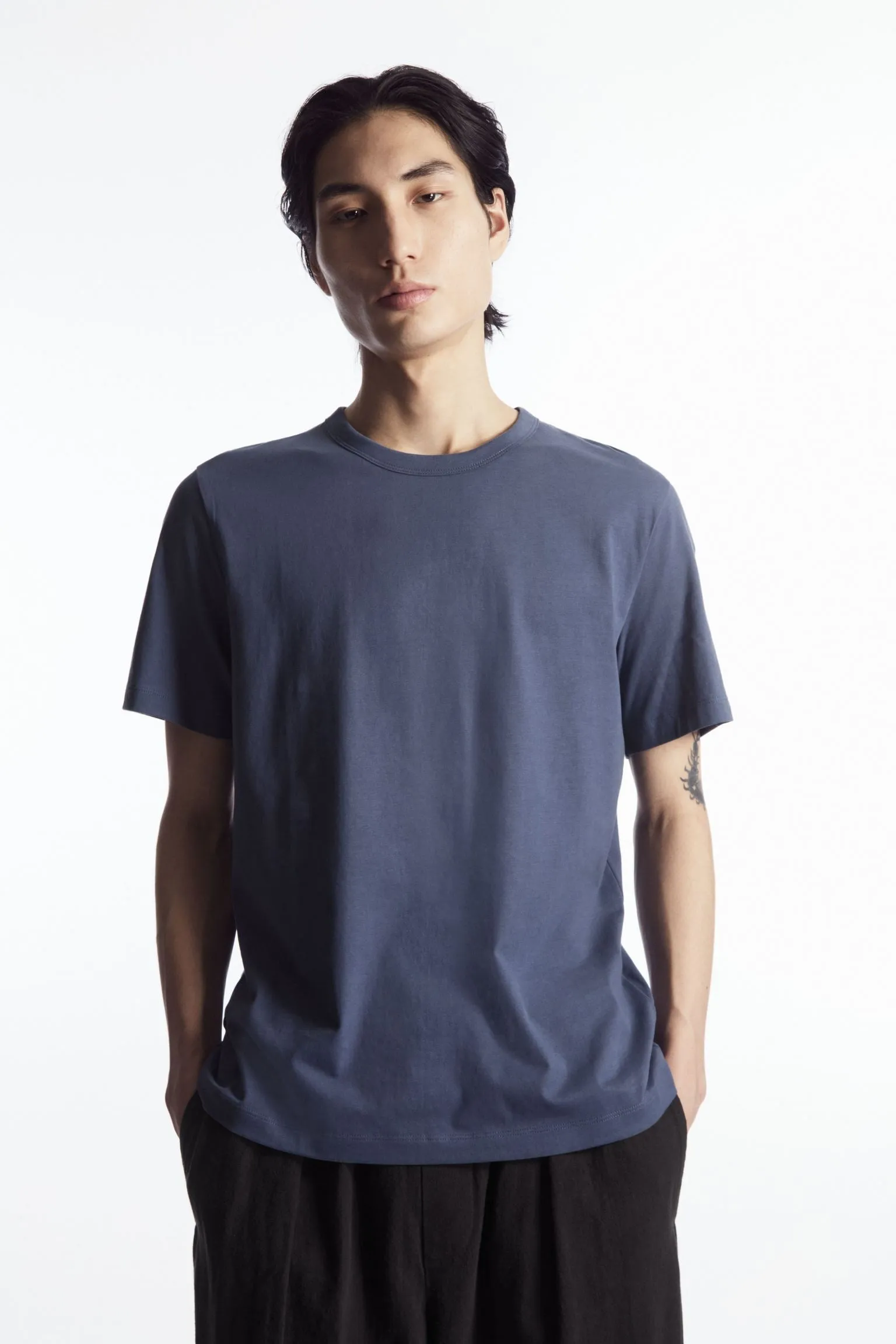 Cos Mid Weight Brushed T-Shirt, Blue