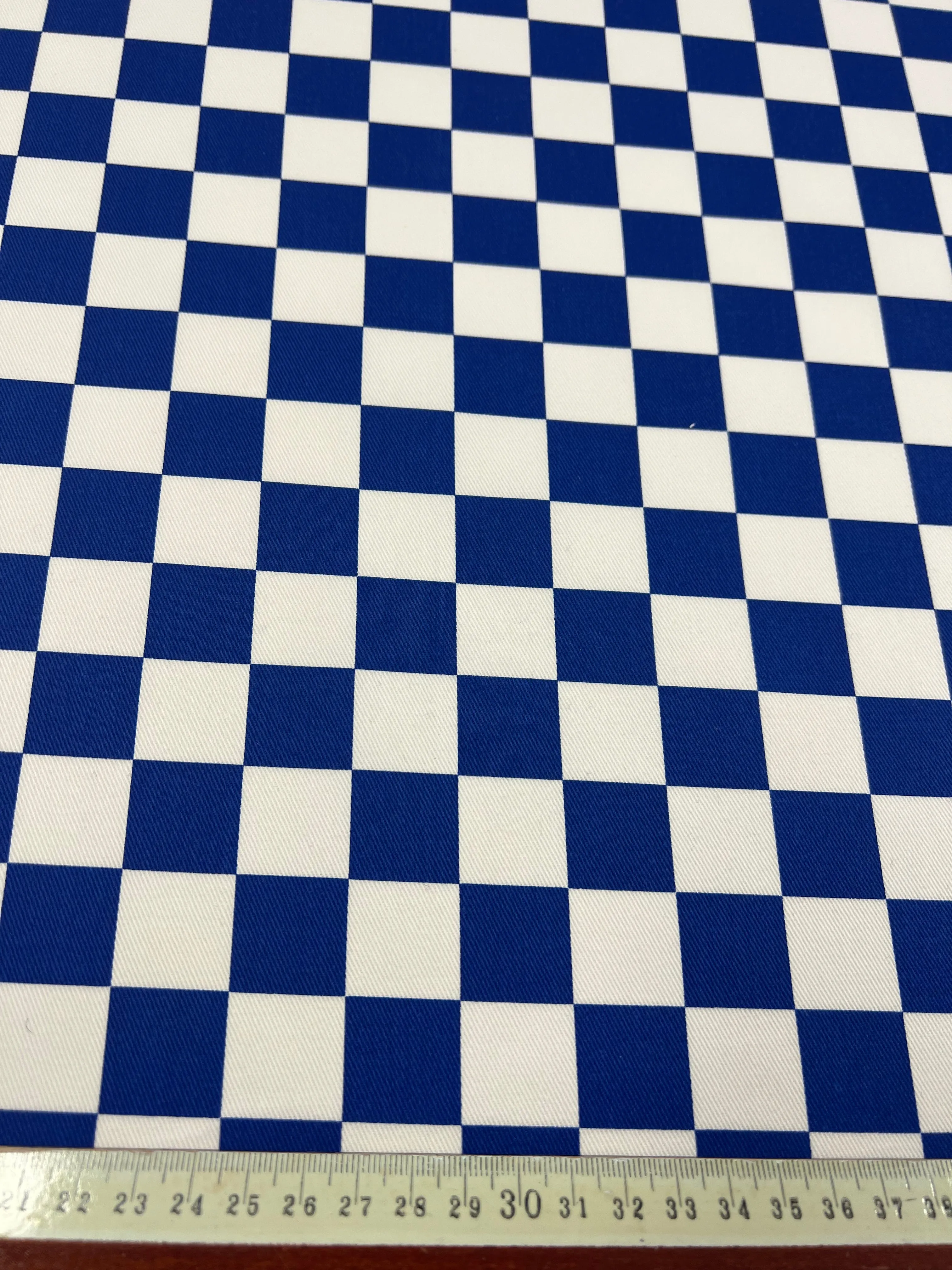 Cotton Drill - Blue Chess - 155cm