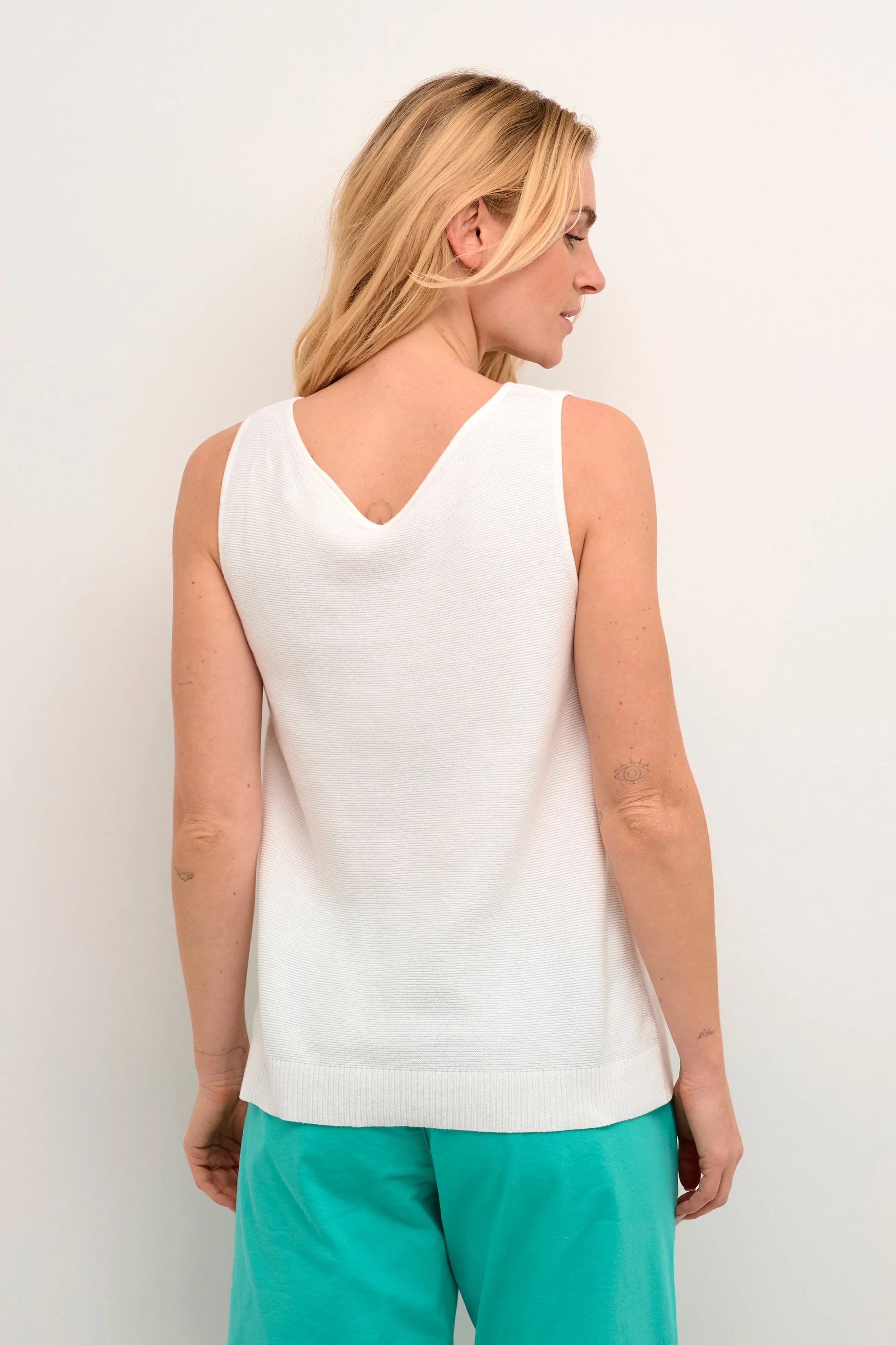 Cream Sillar Knit Sleeveless Tank