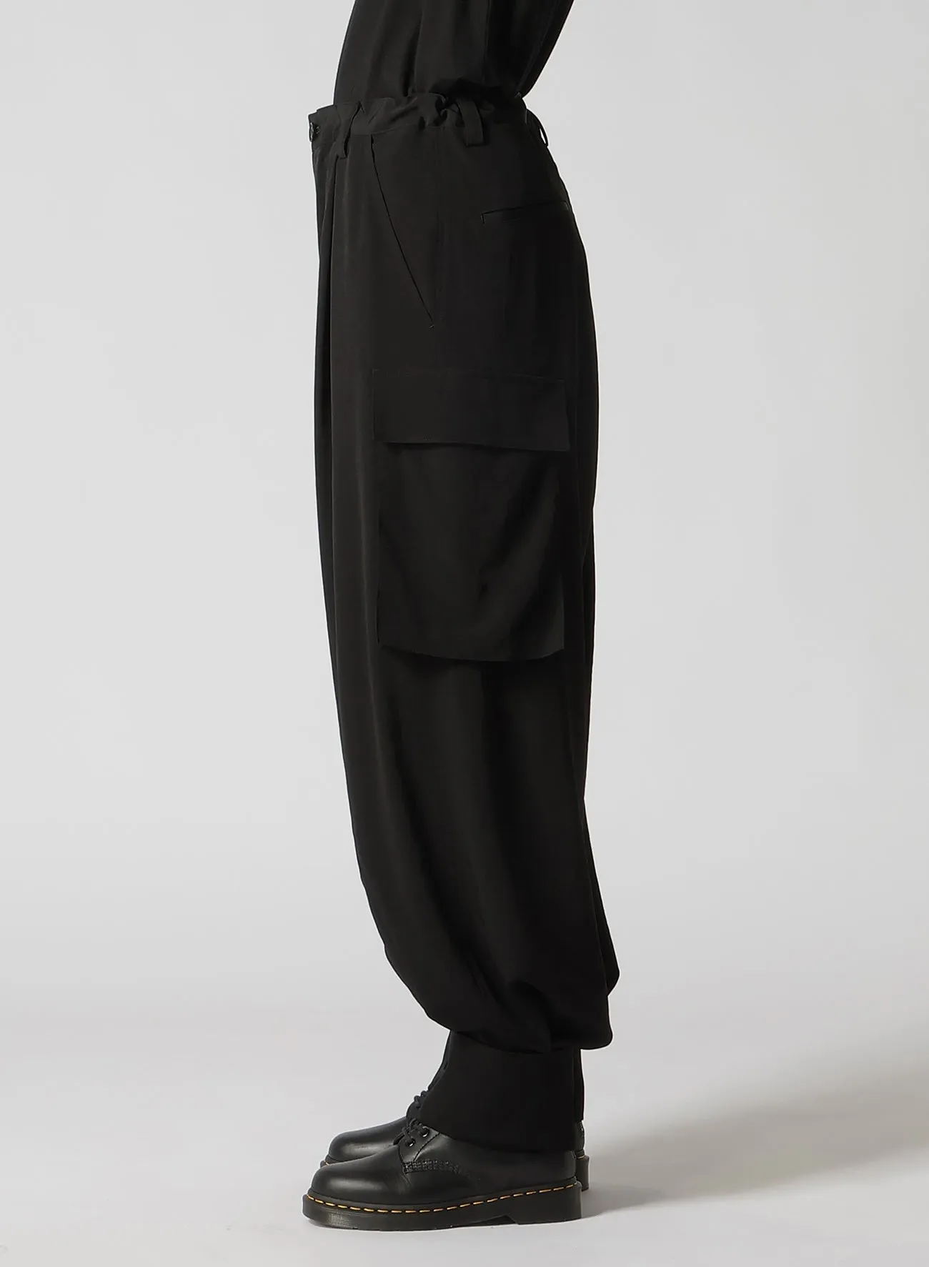 CREPE de CHINE CUFFED HEM CARGO PANTS