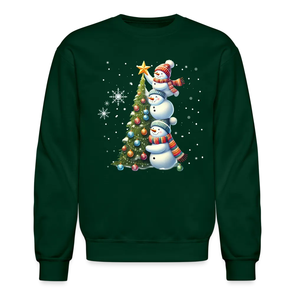 Cute Snowman Decorating Christmas Tree Sweatshirt