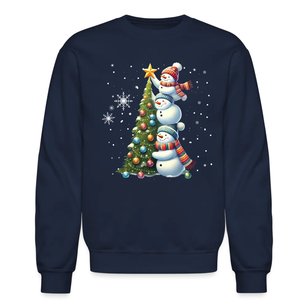 Cute Snowman Decorating Christmas Tree Sweatshirt