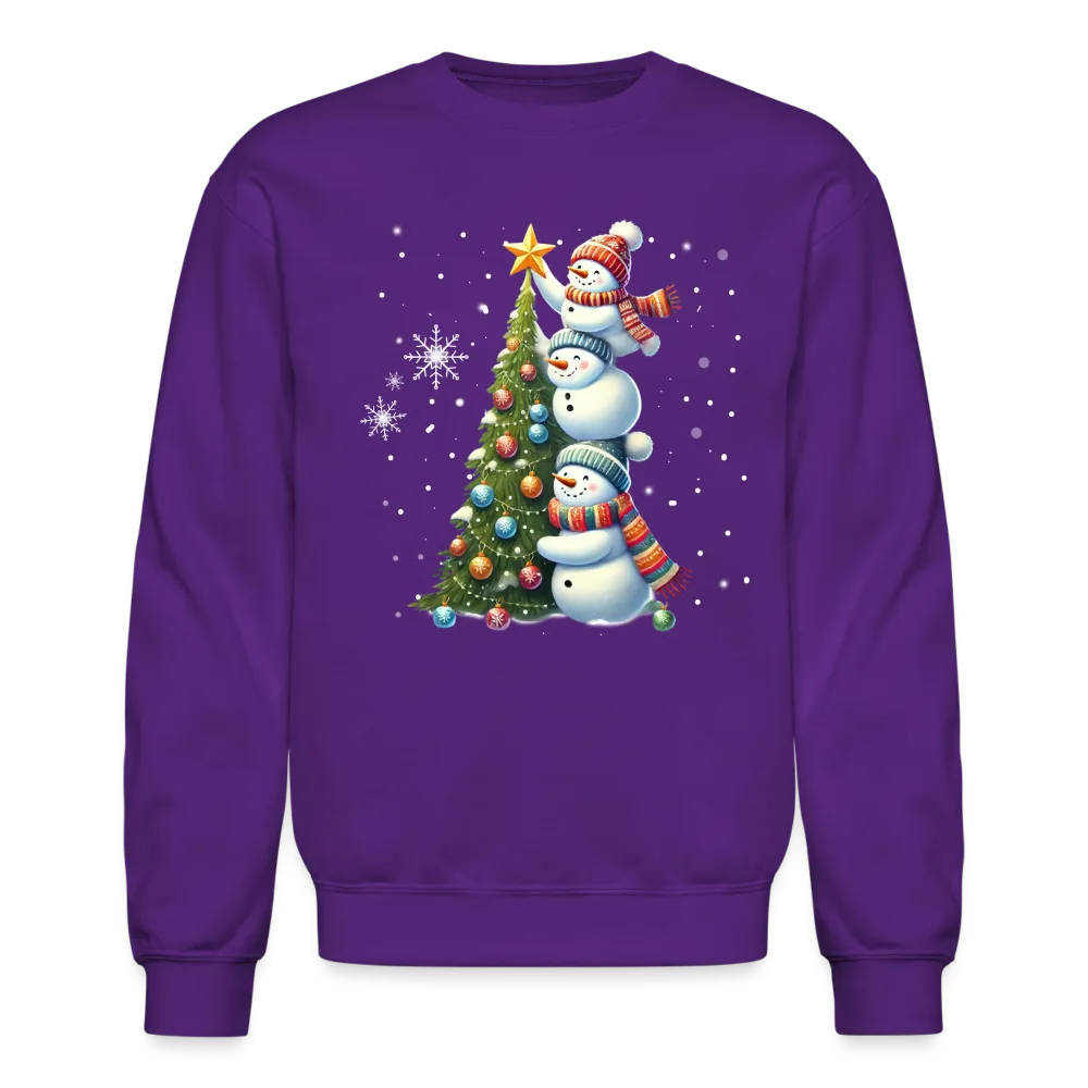 Cute Snowman Decorating Christmas Tree Sweatshirt