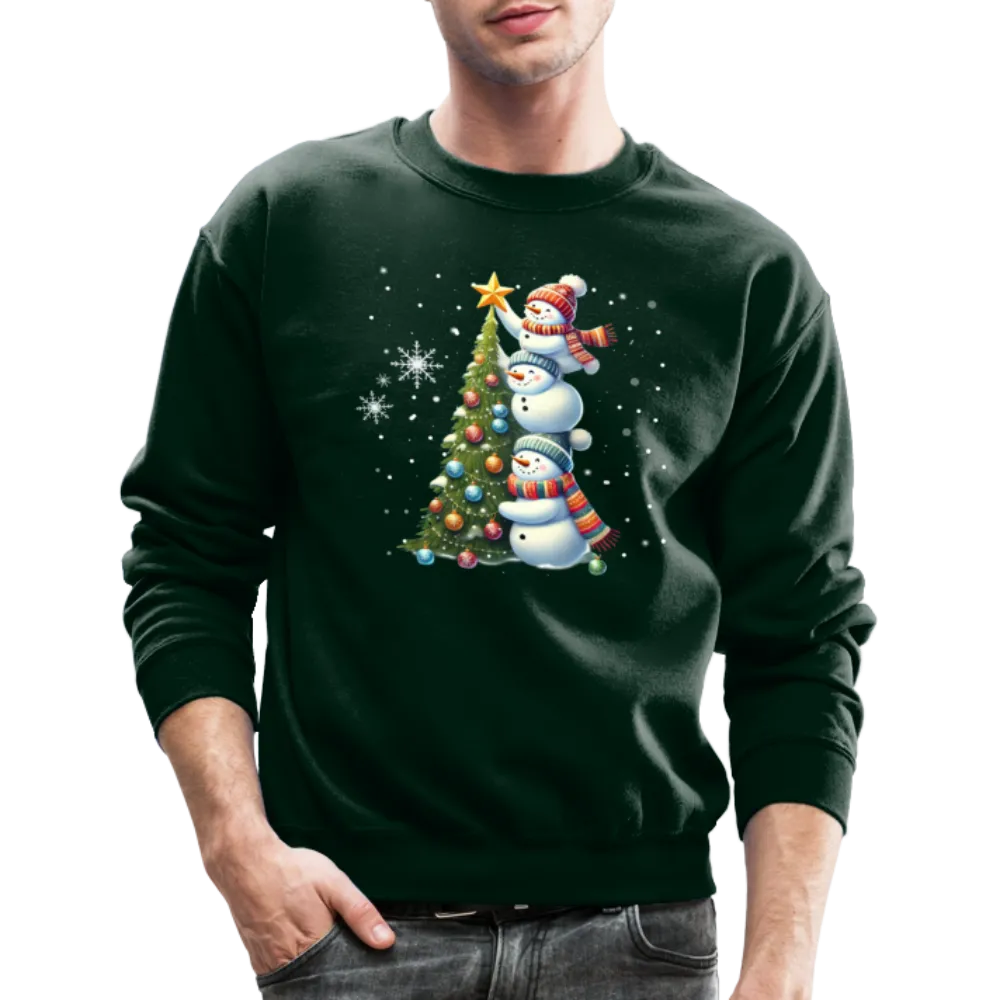 Cute Snowman Decorating Christmas Tree Sweatshirt