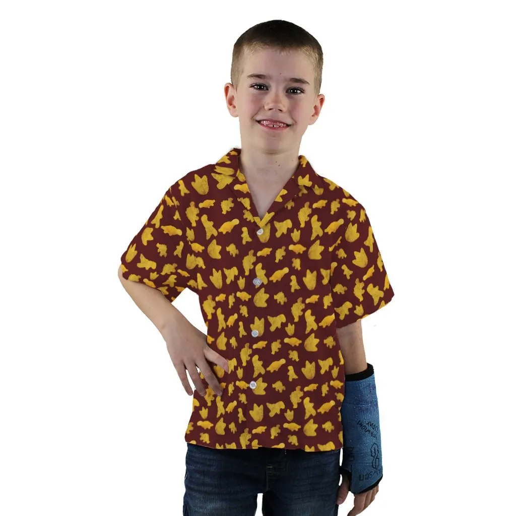 Dinosaur Chicken Nuggets Red Youth Hawaiian Shirt