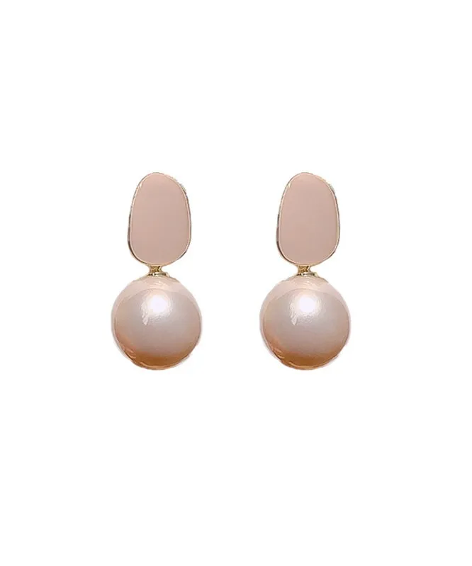 DIY Light Pink Sterling Silver Alloy Pearl Drop Earrings GH1079