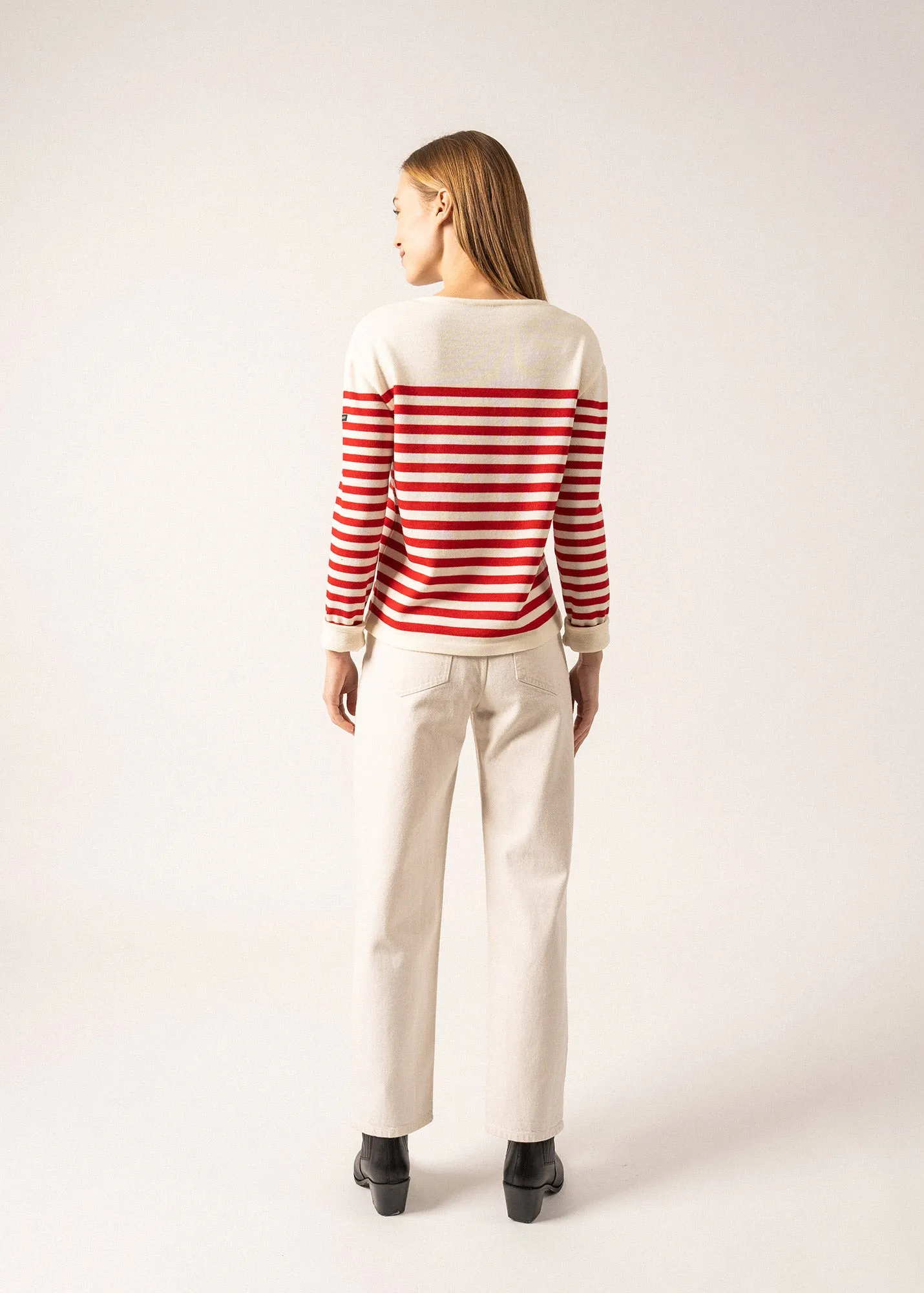 Ecrins Striped Jumper - in soft wool (ECUME/TULIPE)