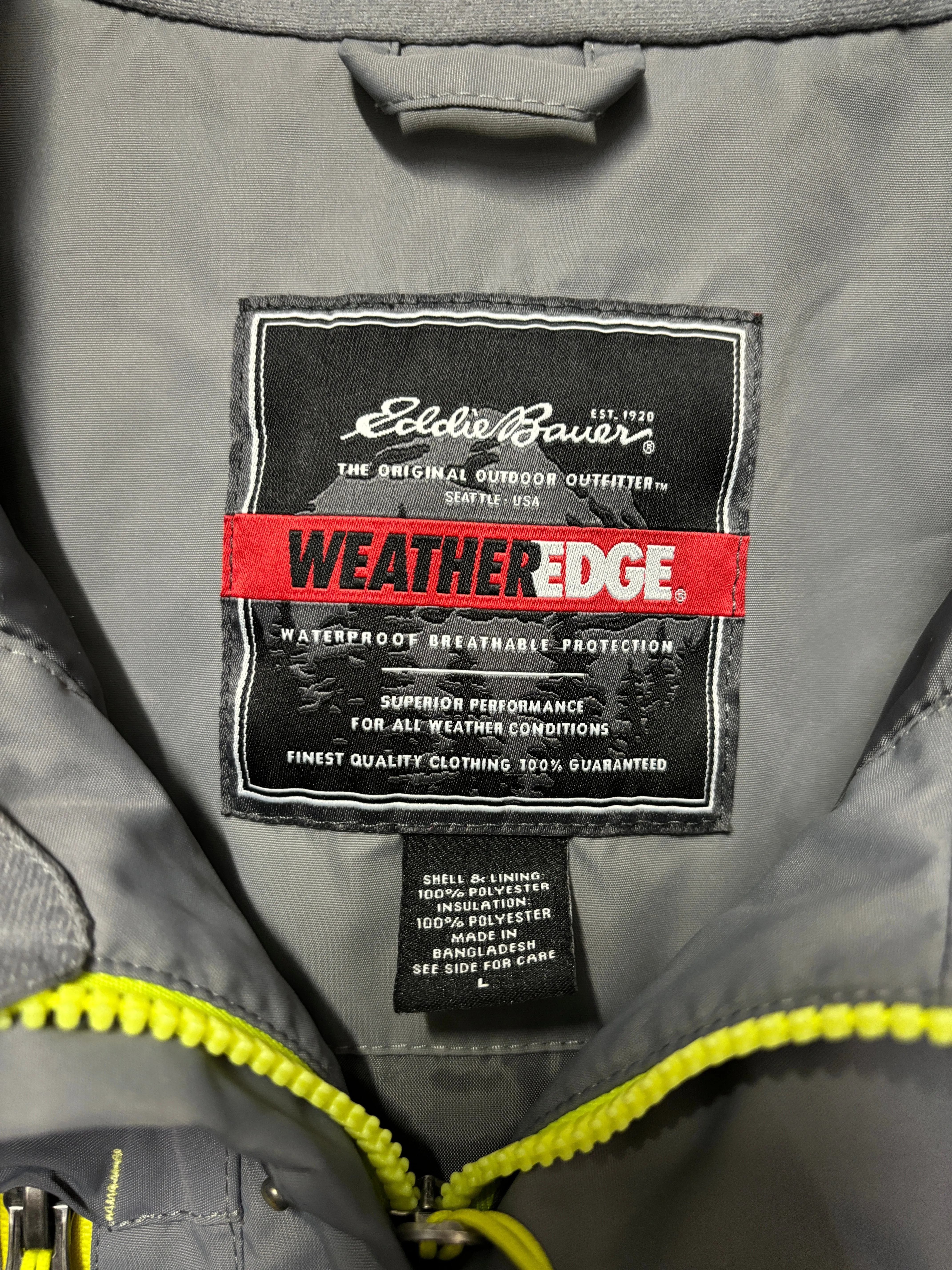 Eddie Bauer Grey Weatheredge Insulated Waterproof Jacket Large