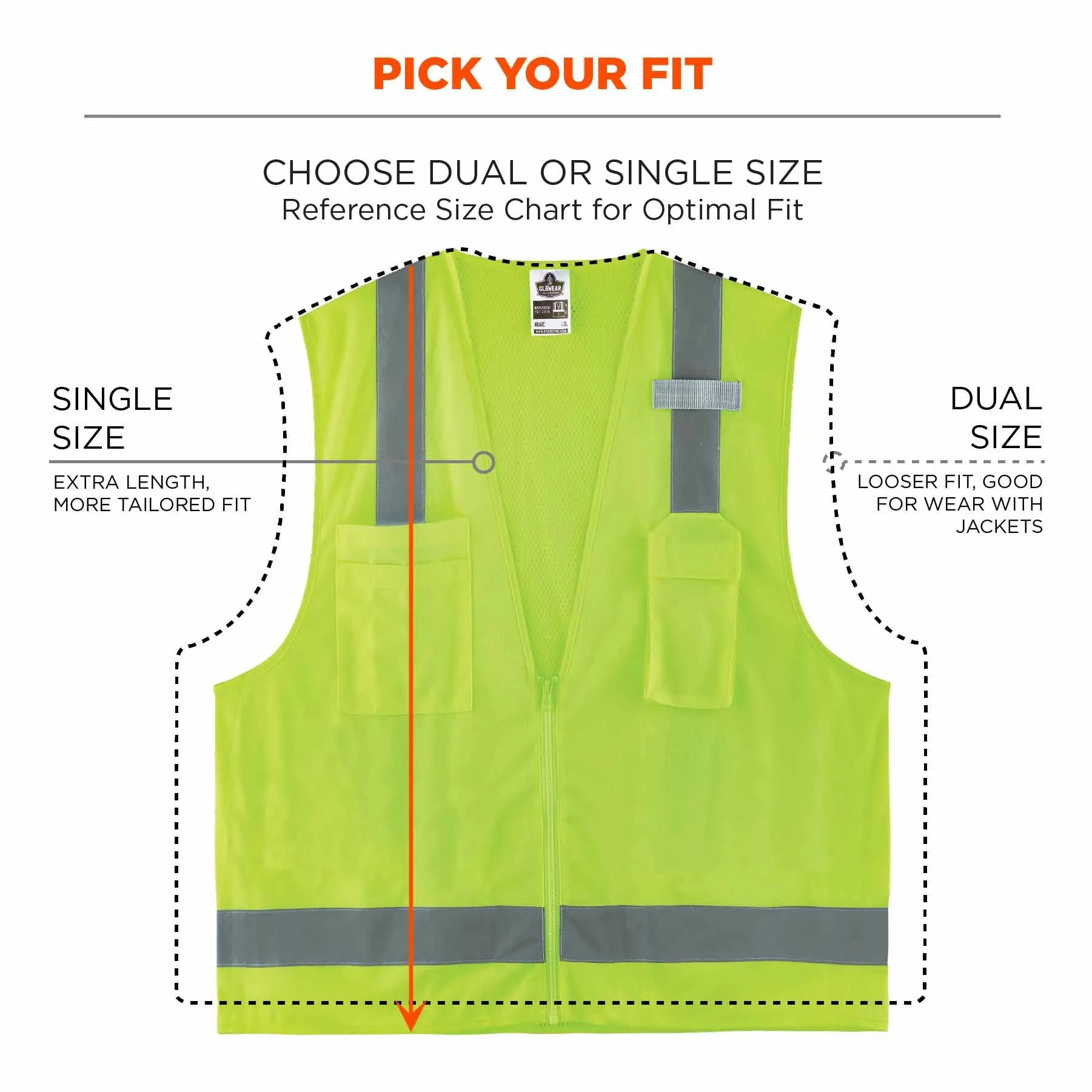 Ergodyne 24505 8249Z-S XL Lime Class 2 Economy Surveyors Vest - Single Size