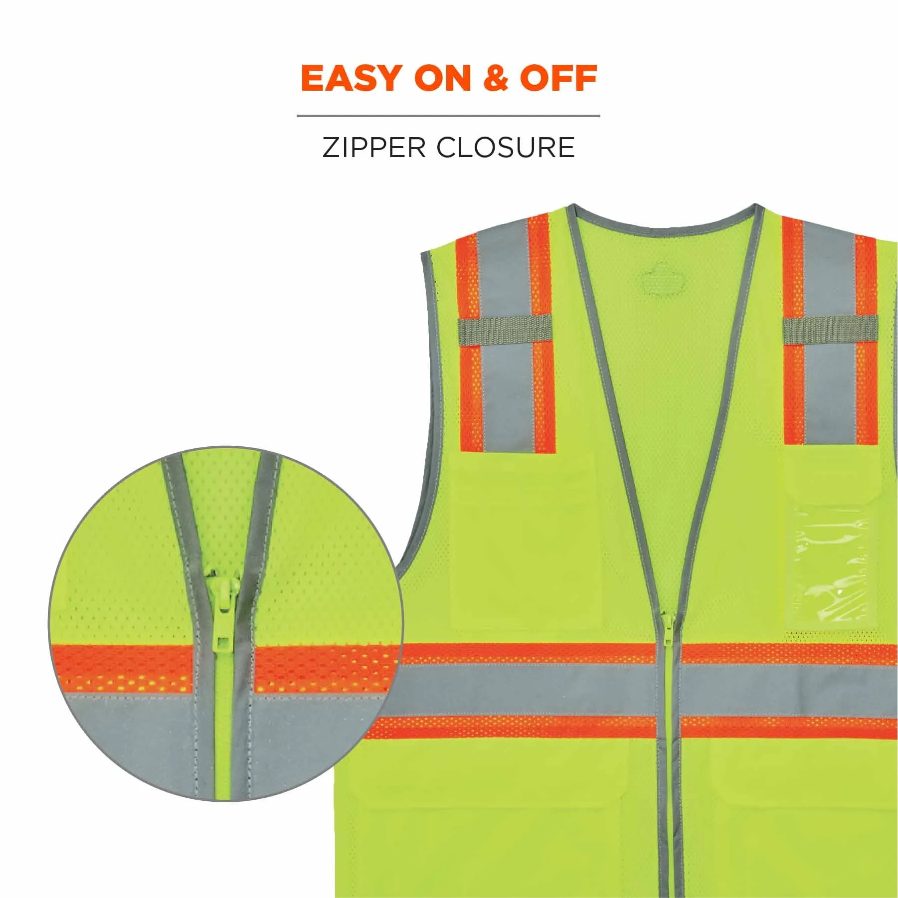 Ergodyne 24568 8246Z-S 4XL Lime Class 2 Two-Tone Mesh Vest - Single Size