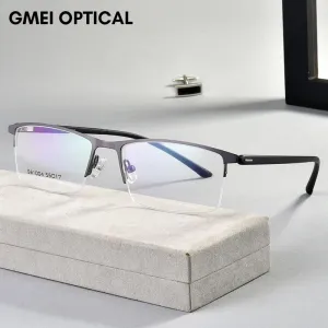 Gmei Men's Eyeglasses Business Half Rim Metal Alloy S61004