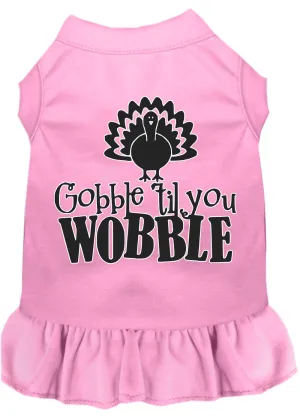 Gobble Til You Wobble Screen Print Dog Dress Light Pink 4x