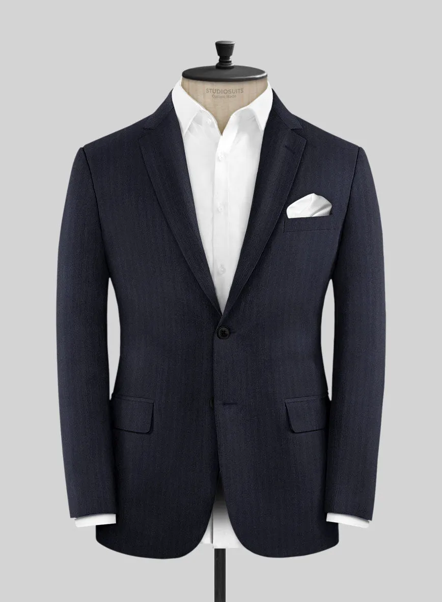 Hardy Minnis Navy Blue Herringbone Wool Jacket